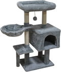 FISH&NAP Cat Tree Cat Tower Cat Condo Sisal Scratching Posts with Jump Platform Cat Furniture Activity Center Play House Grey Animals & Pet Supplies > Pet Supplies > Cat Supplies > Cat Beds FISH&NAP Grey  