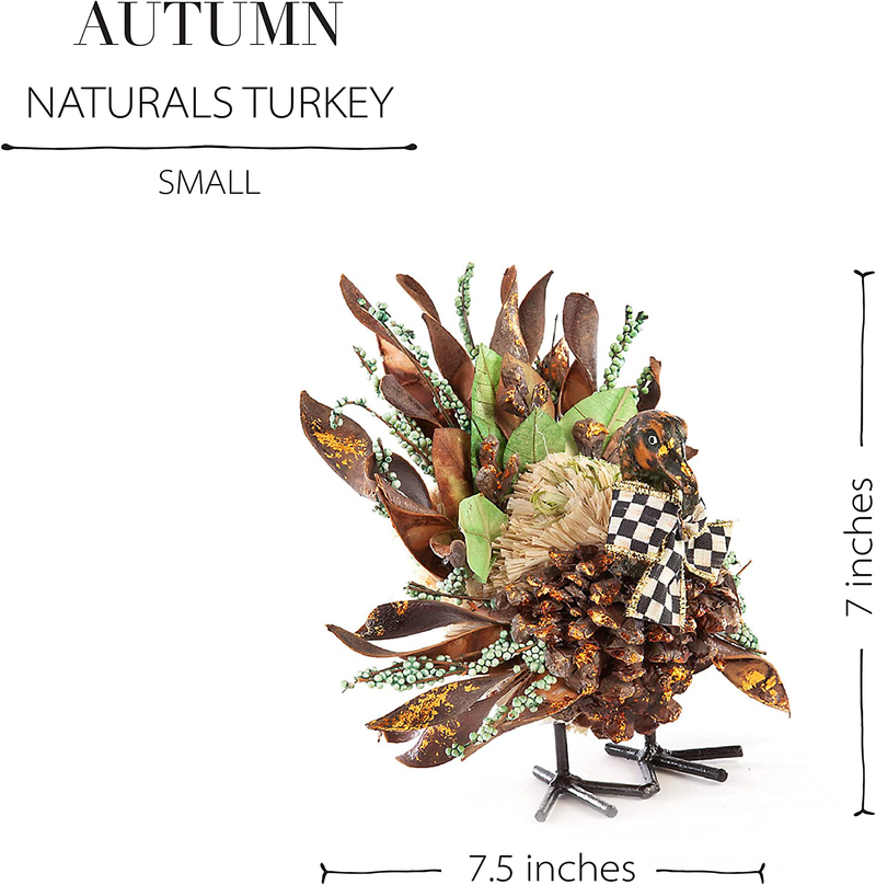MacKenzie-Childs Small Autumn Naturals Turkey, Shelf Decor and Home Decoration for Living Rooms, Kitchens, and Bedrooms