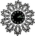 Lulu Decor, 25” Crystal Leaf Metal Wall Clock, 9” White Glass Dial with Arabic Numerals, Decorative Clock for Living Room, Bedroom, Office Space Home & Garden > Decor > Clocks > Wall Clocks Lulu Decor, Inc. Black Clock/Night Dial  