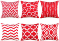 Top Finel Accent Decorative Throw Pillows Durable Canvas Outdoor Cushion Covers 16 X 16 for Couch Bedroom, Set of 6, Navy Home & Garden > Decor > Chair & Sofa Cushions Top Finel Red 16"x16" 