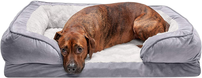 Furhaven Orthopedic, Cooling Gel, and Memory Foam Pet Beds for Small, Medium, and Large Dogs and Cats - Luxe Perfect Comfort Sofa Dog Bed, Performance Linen Sofa Dog Bed, and More Animals & Pet Supplies > Pet Supplies > Dog Supplies > Dog Beds Furhaven Velvet Waves Granite Gray Sofa Bed (Memory Foam) Large (Pack of 1)