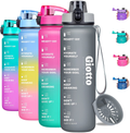 Giotto 32oz Motivational Water Bottle with Times & Removable Strainer to drink, Resuable Leakproof BPA Free Sports Water Jug to Remind You Drink More Water Sporting Goods > Outdoor Recreation > Winter Sports & Activities Giotto B3.Frosted Gray 32OZ 