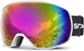 Snowledge Ski Goggles for Men Women with UV Protection, Anti-Fog Dual Lens  Snowledge Hb09 W-fk Red  