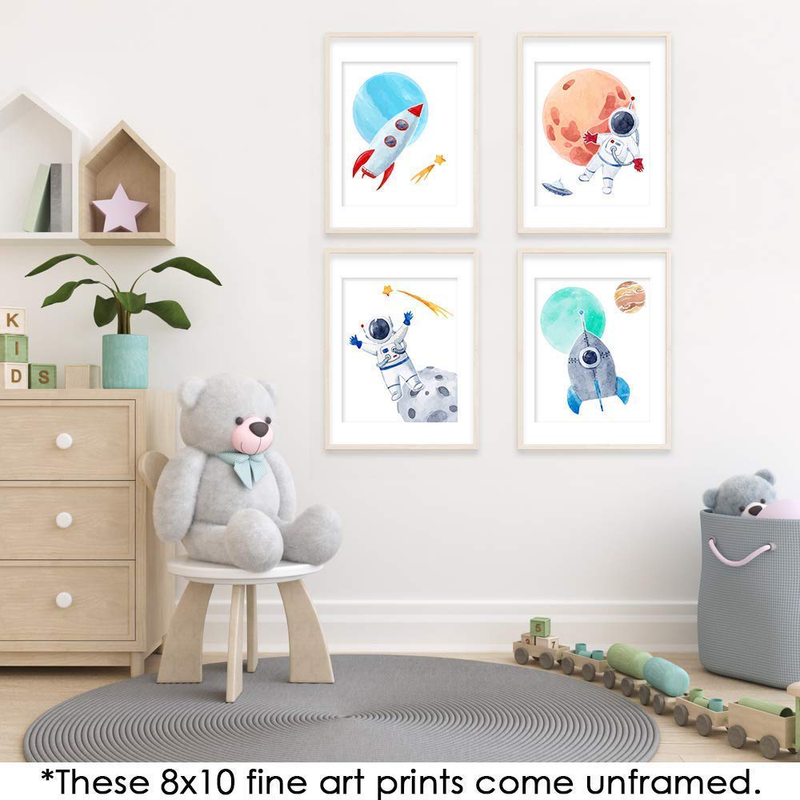 Kids Space Decor Art Prints (Set of 4) - Unframed - 8x10s