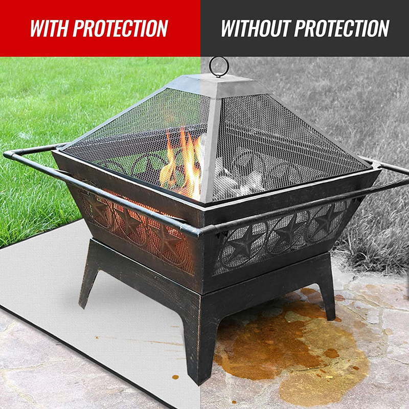 KOFAIR Square Fire Pit Mat (36 x 36 inch), Patio Fire Pit Pad, Fireproof Mat Deck Protector for Outdoor Wood Burning Fire Pit & BBQ Smoker, Fire-Resistant Grill Mat for Grass Lawn Protection (Gray) Home & Garden > Flood, Fire & Gas Safety KOFAIR   
