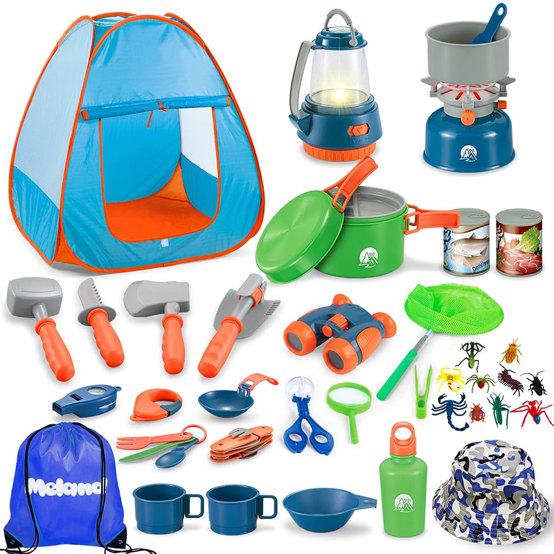 Meland Kids Camping Set with Tent 42Pcs - Camping Gear Toy with Pretend Play Tent Outdoor Toy for Toddlers Birthday Gift Sporting Goods > Outdoor Recreation > Camping & Hiking > Tent Accessories Meland   
