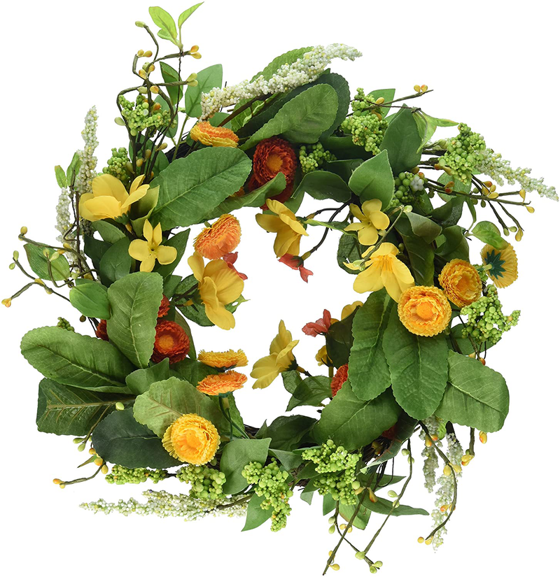 DII Decorative Seasonal Wreath Spring/Summer, Front Door or Indoor Wall Décor, 22", Wild Flowers Home & Garden > Plants > Flowers DII Summer Garden  