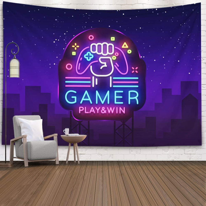 Crannel Gaming Wall Tapestry, Conceptual Abstraction Modern Controller Realistic Game Wireless Mockup Tapestry 80x60 Inches Wall Art Tapestries Hanging Dorm Room Living Home Decorative,Black Blue Home & Garden > Decor > Artwork > Decorative TapestriesHome & Garden > Decor > Artwork > Decorative Tapestries Crannel Purple Black-8 60" L x 60" W 