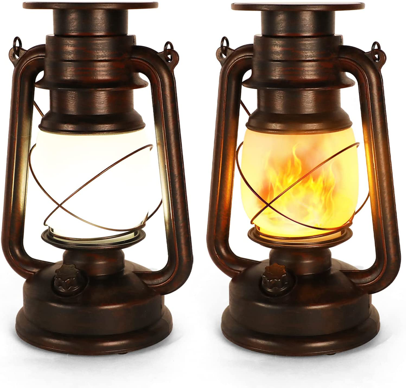 LED Vintage Lantern, Outdoor Hanging Camping Lanterns Flickering Flame Tent Light with Two Modes Night Lights Decorative for Yard Patio Garden Party Indoor with Remote Control, Battery Operated Arts & Entertainment > Party & Celebration > Party Supplies Yinuo Candle Solar Powered  