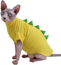 Dinosaur Design Sphynx Hairless Cat Clothes Cute Breathable Summer Cotton Shirts Cat Costume Pet Clothes,Round Collar Kitten T-Shirts with Sleeves, Cats & Small Dogs Apparel Animals & Pet Supplies > Pet Supplies > Cat Supplies > Cat Apparel Kitipcoo Yellow Large (Pack of 1) 