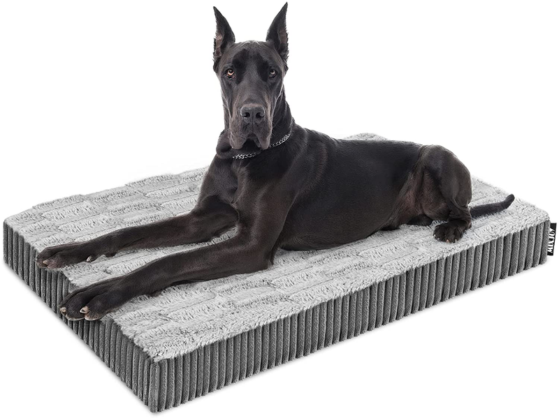 MIXJOY Dog Bed for Large Medium Small Dogs, Memory Foam Orthopedic Pet Sofa Bed, Joint Relief Soft Crate Bed Mattress, Anti-Slip Bottom, Waterproof Design for Removable Washable Cover Animals & Pet Supplies > Pet Supplies > Dog Supplies > Dog Beds MIXJOY Grey XL (41'' x 29'' x 3'') 
