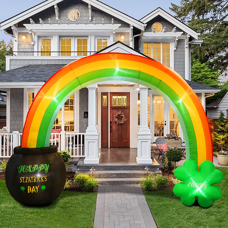 PARAYOYO Huge 11Ft X 8Ft Inflatable Rainbow Arch Lighted with Golden Pot Built in LED Light Decoration for St. Patrick'S Day Yard Lawn Garden Indoor Outdoor Arts & Entertainment > Party & Celebration > Party Supplies PARAYOYO   