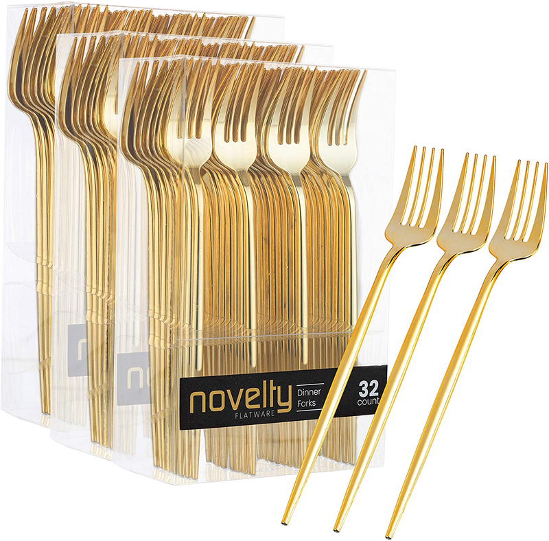 Novelty Modern Flatware, Cutlery, Disposable Plastic Dinner forks Luxury Gold 64 Count Home & Garden > Kitchen & Dining > Tableware > Flatware > Flatware Sets PLASTICPRO Forks 128 
