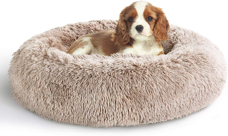 COOSLEEP HOME Calming Dog Bed for Dog & Cat with Faux Fur Donut Cuddler and Non-Slip, Waterproof Base, Machine Washable, Durable (23"/30")  COOSLEEP HOME Beige S(23“ x 23”） 