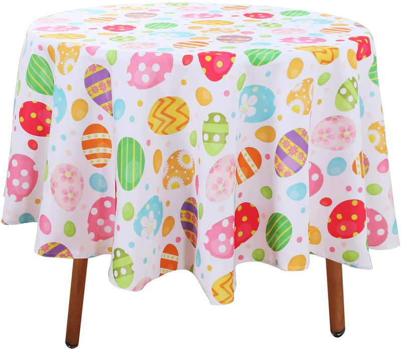 LUSHVIDA Easter Fabric Rectangle Table Cloth 60 X 84 Inch, Polyester Easter Spring Flower Tablecloth, Table Cover Protector for Holiday, Party, Wedding, Birthday, Banquet Decoration Use, Floral Home & Garden > Decor > Seasonal & Holiday Decorations LUSHVIDA Easter Egg 60 Inch 