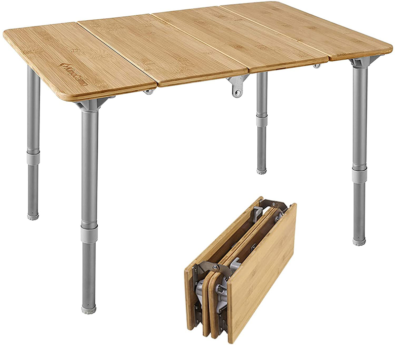 Kingcamp Bamboo Heavy Duty 176 Lbs Environmental Protection Oversize Anti-Uv Portable Folding Table, Picnic, Camping, Three Heights,4-6 People Sporting Goods > Outdoor Recreation > Camping & Hiking > Camp Furniture KingCamp Desktop 23.6'' X 15.7'', 2-person  