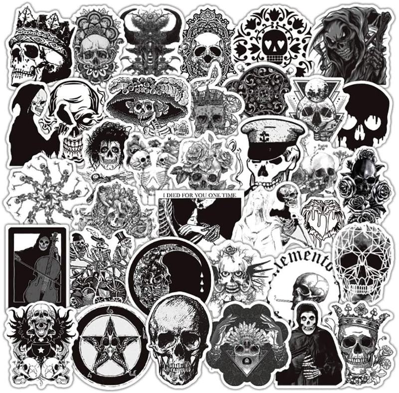 Gothic Stickers for Hydro Flask | 50 PCS | Vinyl Waterproof Stickers for Laptop,Skateboard,Water Bottles,Computer,Phone,Punk Stickers， Cool Stickers Horror, Black and White Stickers(Gothic-50-5) Arts & Entertainment > Hobbies & Creative Arts > Arts & Crafts > Art & Crafting Materials > Embellishments & Trims > Decorative Stickers POTOTA Gothic-2  