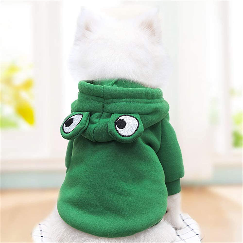 Dog Hoodie- Dog Basic Sweater Coat Cute Frog Shape Warm Jacket Pet Cold Weather Clothes Outfit Outerwear for Cats Puppy Small Largr Dogs Animals & Pet Supplies > Pet Supplies > Dog Supplies > Dog Apparel MJEMS   
