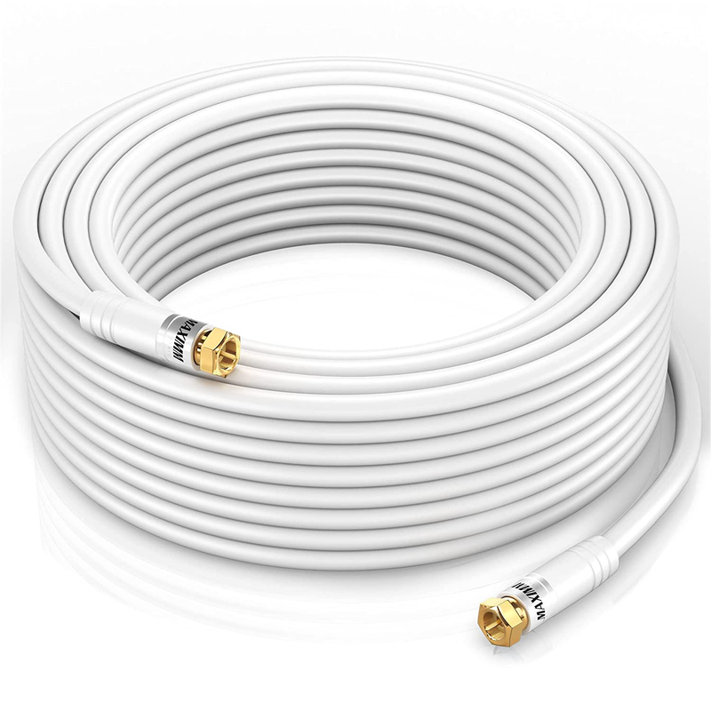 Maximm Coaxial - 2 Pack - White - Triple Shielded Audio and Video Coax Cable with Male F Connector Pin (25 Feet) Electronics > Electronics Accessories > Cables > Audio & Video Cables Maximm White 100 Feet 