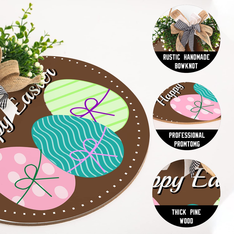 Easter Signs, Easter Door Decorations Hanging Coloured Eggs Easter Decorations for Door the Home Rustic, Spring for Home Outdoor Easter Gifts Home Coffee Shop Bakery Farmhouse Window 12"X 12"Inch Home & Garden > Decor > Seasonal & Holiday Decorations Harooni   