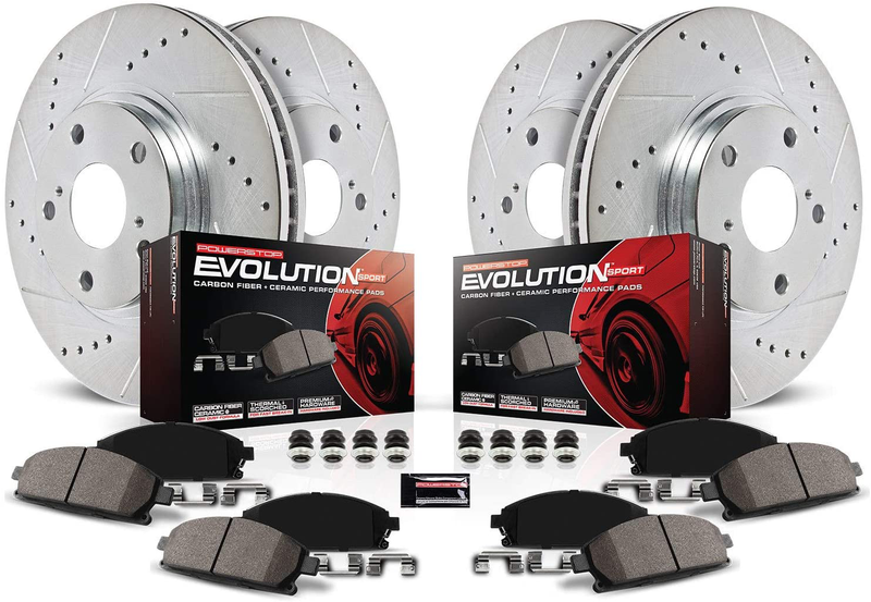Power Stop K5828 Front and Rear Z23 Carbon Fiber Brake Pads with Drilled & Slotted Brake Rotors Kit Vehicles & Parts > Vehicle Parts & Accessories > Motor Vehicle Parts > Motor Vehicle Braking Power Stop Default Title  