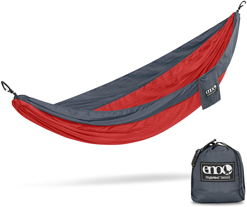 ENO, Eagles Nest Outfitters SingleNest Lightweight Camping Hammock Home & Garden > Lawn & Garden > Outdoor Living > Hammocks ENO Red/Charcoal Standard Packaging One Size