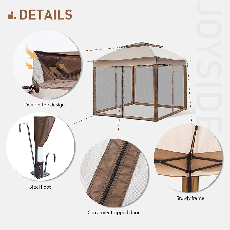 Joyside 11x11ft Pop-Up Gazebo Tent Instant with Mosquito Netting Outdoor Gazebo Canopy Shelter (Beige) Home & Garden > Lawn & Garden > Outdoor Living > Outdoor Structures > Canopies & Gazebos Joyside   