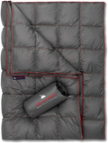 Get Out Gear Down Camping Blanket - Puffy, Packable, Lightweight and Warm | Ideal for Outdoors, Travel, Stadium, Festivals, Beach, Hammock | 650 Fill Power Water-Resistant Backpacking Quilt Home & Garden > Lawn & Garden > Outdoor Living > Outdoor Blankets > Picnic Blankets Get Out Gear Gray/Burgundy  