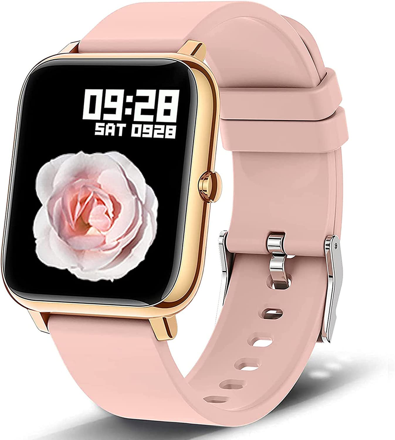 Smart Watch, Popglory Smartwatch with Blood Pressure, Blood Oxygen Monitor, Fitness Tracker with Heart Rate Monitor, Full Touch Fitness Watch for Android & iOS for Men Women Apparel & Accessories > Jewelry > Watches Popglory Pink-Gold  