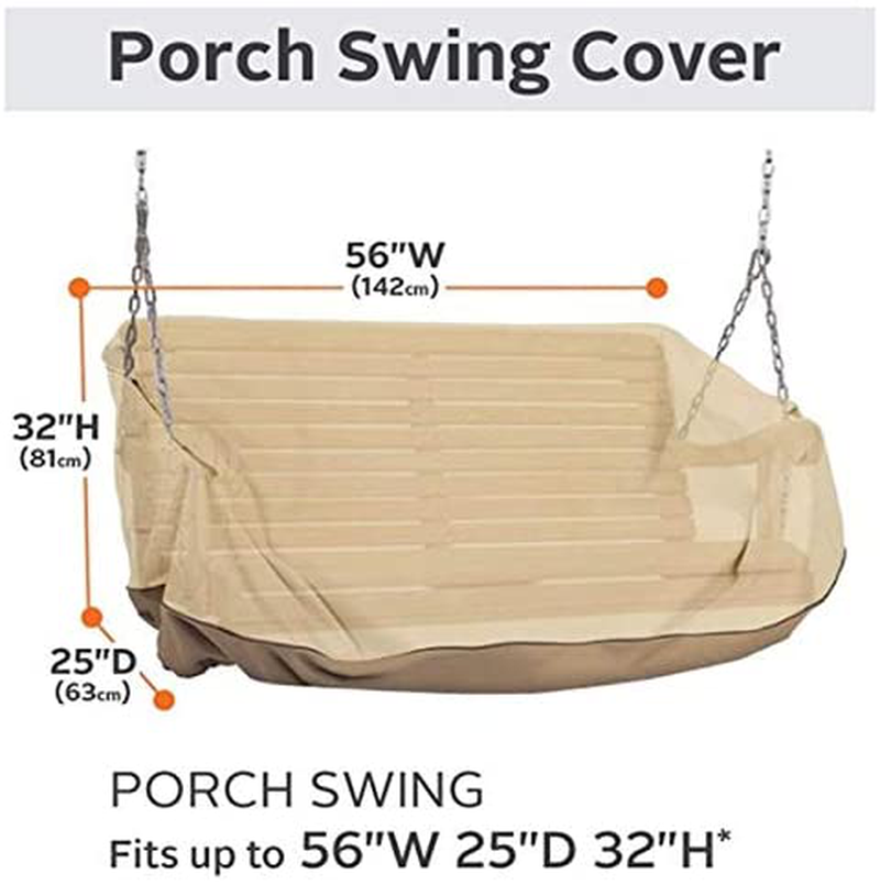 PQZATX Porch Swing Cover Waterproof, Outdoor Swing Covers for Hanging Swing 56inchX32inchX25inch,Beige&Coffee Home & Garden > Lawn & Garden > Outdoor Living > Porch Swings PQZATX   