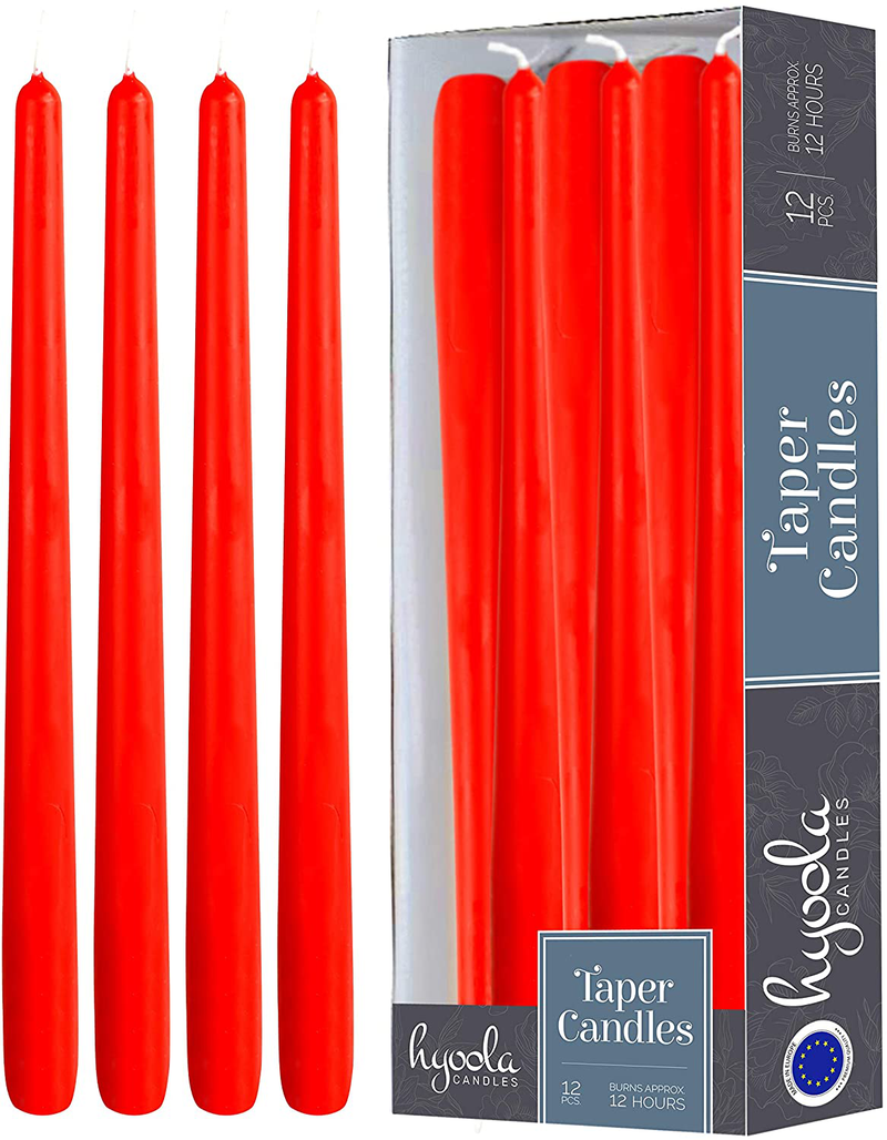 Hyoola 12 Pack Red Tall Taper Candles - 14 Inch Red Dripless, Unscented Dinner Candle - Paraffin Wax with Cotton Wicks - 12 Hour Burn Time Home & Garden > Decor > Home Fragrances > Candles Hyoola 14 inch  