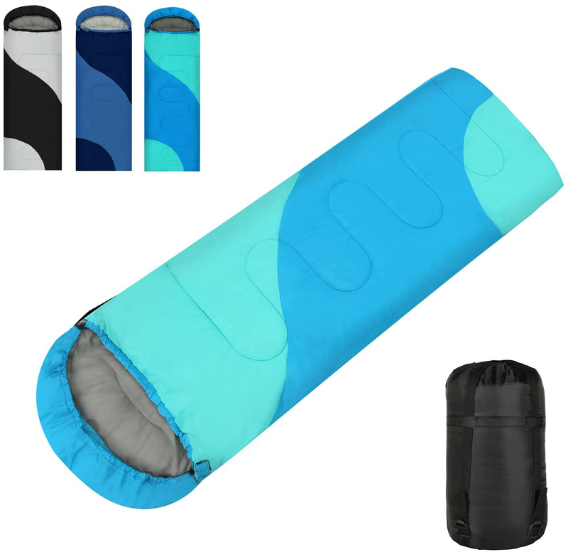 Sleeping Bags,4 Seasons Adults & Kids for Backpacking Hiking Camping Traveling Lightweight Waterproof Cold Warm Weather Sleeping Bag with Compression Bag,Camping Accessories,Indoors Outdoors Sporting Goods > Outdoor Recreation > Camping & Hiking > Sleeping Bags HAPPY TRAVEL Light Blue  
