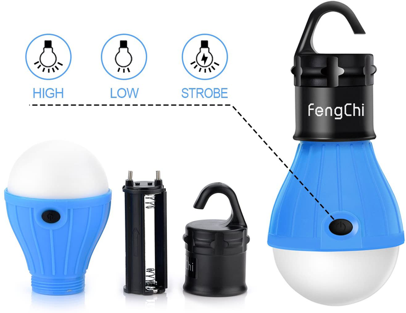 Fengchi LED Camping Lantern, [3 Pack] Portable Outdoor Tent Light Emergency Bulb Light for Camping, Hiking, Fishing,Hurricane, Storm, Outage.