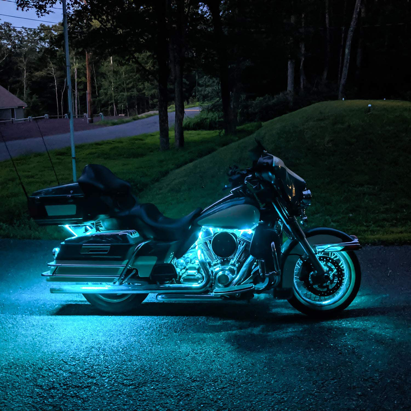 DITRIO 12pcs Underglow RGB LED Strip Light Kit DC 12V with 2 Red Blinking Brake Light Styles for Motorcycles Trikes Golf Carts ATVs UTVs – M12r