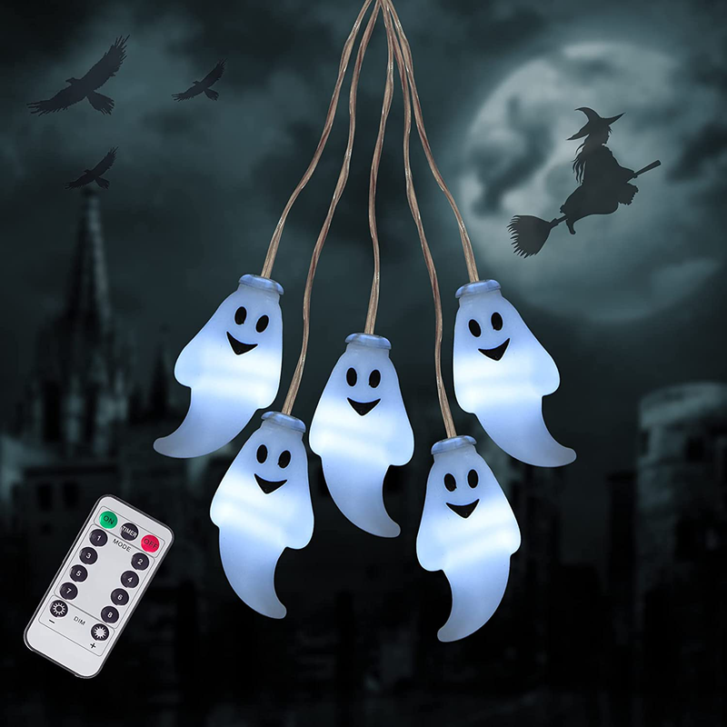 Halloween Ghost String Lights, Halloween Cute Decoration with 25 LED Ghosts，Battery Operated with Waterproof 8 Modes Twinkle Lights，Halloween Indoor/Outdoor for Tree,Window, House, Yard Decorations Arts & Entertainment > Party & Celebration > Party Supplies LIGHTSHINE White  