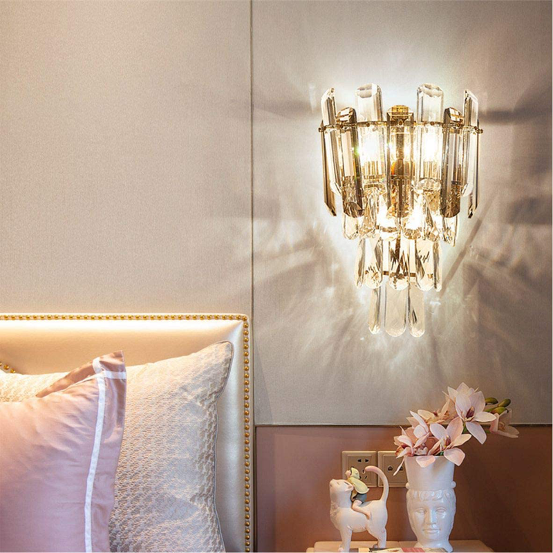 Fulesi Modern Glass Crystal Wall Sconce Contemporary Gold Wall Lamp Fixtures with Metal Champagne Finish, Clear Crystal Wall Mount Light for Bedside Bedroom Living Room… (1 Pack) Home & Garden > Lighting > Lighting Fixtures > Wall Light Fixtures KOL DEALS   