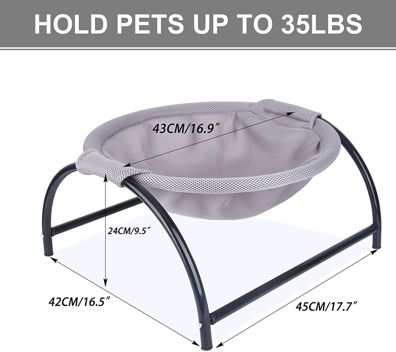 NOYAL Cat Hammock Bed, Elevated Pet Bed Breathable Hanging Nest with Detachable Cover and Heavy Duty Iron Frames Cat Cooling Cot for Kitty & Puppy Indoor and Outdoor Cat Hammock (Gray) Animals & Pet Supplies > Pet Supplies > Cat Supplies > Cat Beds NOYAL   