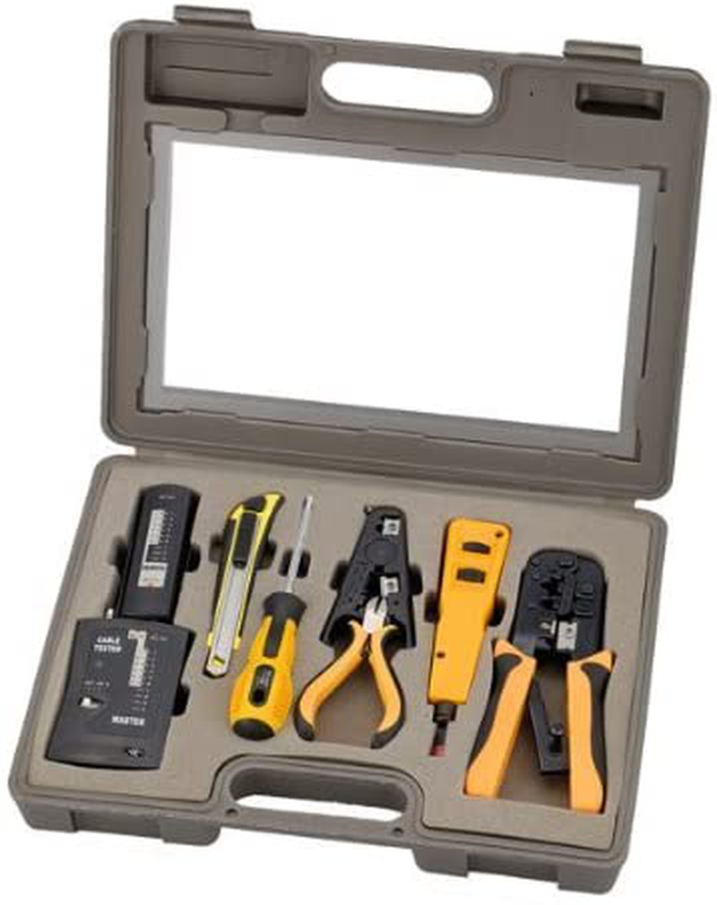 InstallerParts 10 Piece Network Installation Tool Kit - Includes LAN Data Tester, RJ45 RJ11 Crimper, 66 110 Punch Down, Stripper, Utility Knife, 2 in 1 Screwdriver, and Hard Case Electronics > Networking > Modem Accessories InstallerParts Default Title  
