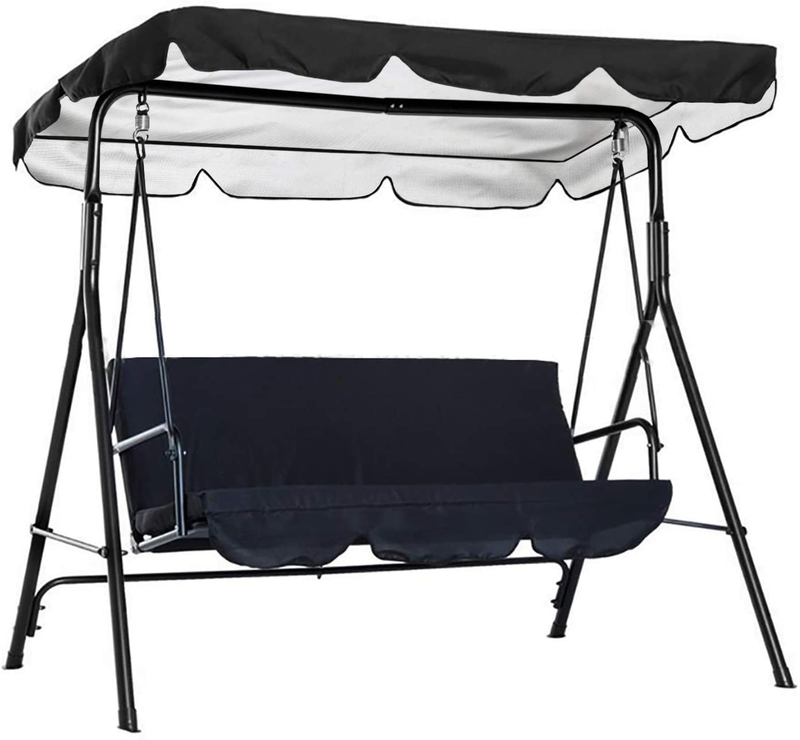 Persever Patio Swing Canopy Replacement Cover, Garden Swing Canopy Top Cover, Swing Chair Awning, Unique Velcro Design Windproof Black 77"x43"x5.9" Home & Garden > Lawn & Garden > Outdoor Living > Porch Swings Persever 77"x43"x5.9"  