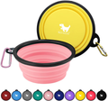 Rest-Eazzzy Expandable Dog Bowls for Travel, 2-Pack Dog Portable Water Bowl for Dogs Cats Pet Foldable Feeding Watering Dish for Traveling Camping Walking with 2 Carabiners, BPA Free  Rest-Eazzzy yellow&pink Medium 