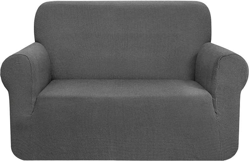 CHUN YI Stretch Sofa Slipcover 1-Piece Couch Cover, 3 Seater Coat Soft With Elastic, Checks Spandex Jacquard Fabric, Large, Black Home & Garden > Decor > Chair & Sofa Cushions CHUN YI Dove Gray XL-Chair 