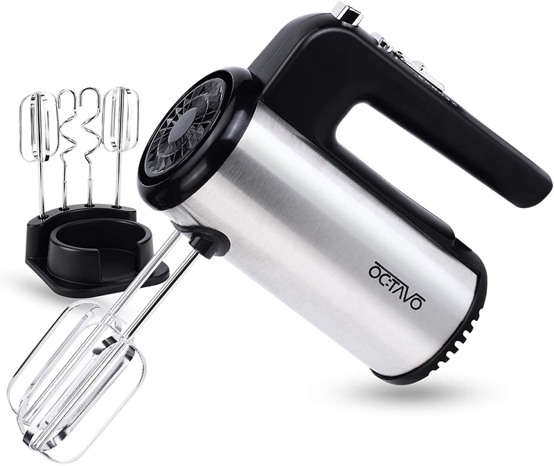 OCTAVO Electric Hand Mixer,5-Speed Powerful Turbo function Handheld Mixer with Eject Function,Storage Base,300W and 4 Metal Accessories for Whipping Mixing Cookies, Brownies, Dough Batters (sliver) Home & Garden > Kitchen & Dining > Kitchen Tools & Utensils > Kitchen Knives OCTAVO Default Title  