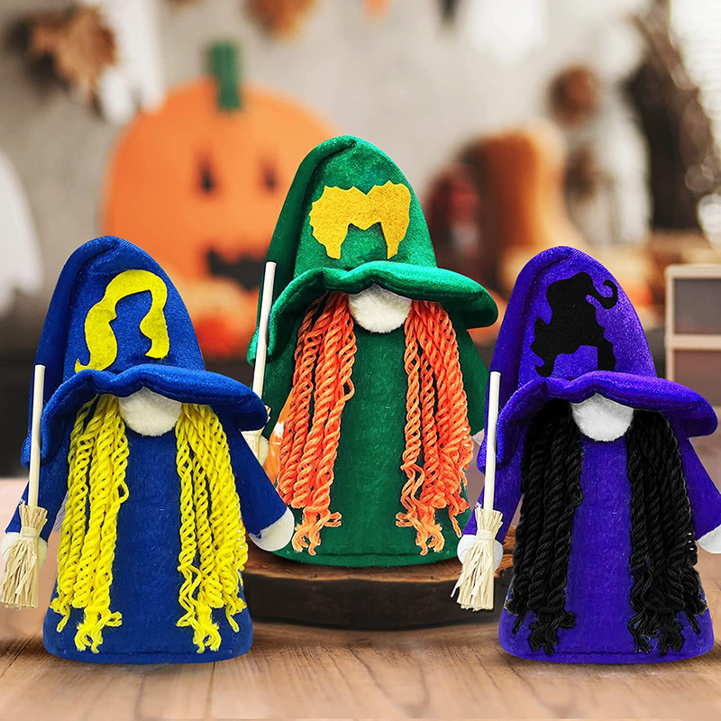 Halloween Decor - Hocus Pocus Decor - 3 Pack Handmade Witches Gnomes Collectible Figurines - Halloween Home Decorations for Table Mantle Tray Fireplace Indoor Cute Decoraciones Brujas de Arts & Entertainment > Party & Celebration > Party Supplies ORIENTAL CHERRY Default Title  