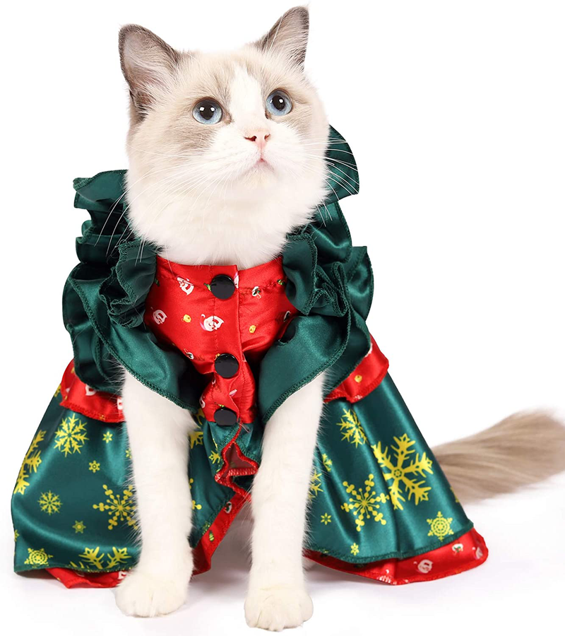 Hipetime Christmas Cat Outfit,Pet Christmas Costumes Clothes,Pet Festival Apparel Printed Snowflake Pet Dresses Skirts for Cats,Small Dogs, Puppy Animals & Pet Supplies > Pet Supplies > Cat Supplies > Cat Apparel Hipetime Medium  