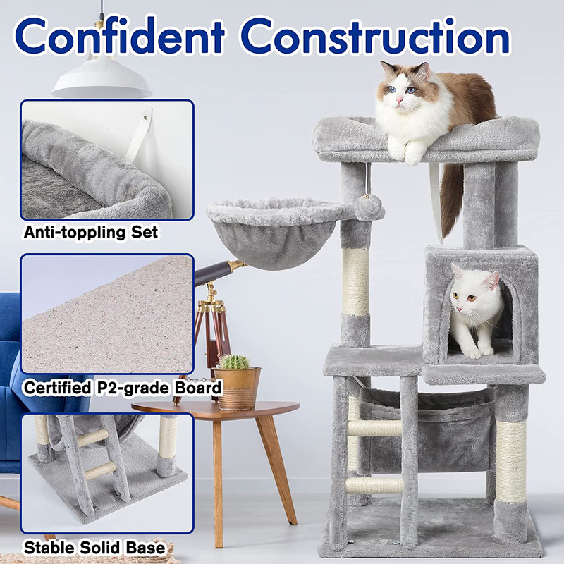Rabbitgoo Cat Tree Cat Tower for Indoor Cats, Multi-Level Cat House Condo with Large Perch, Scratching Posts & Hammock, Cat Climbing Stand with Toy for Small Cats Kittens Play Rest, 39" Tall