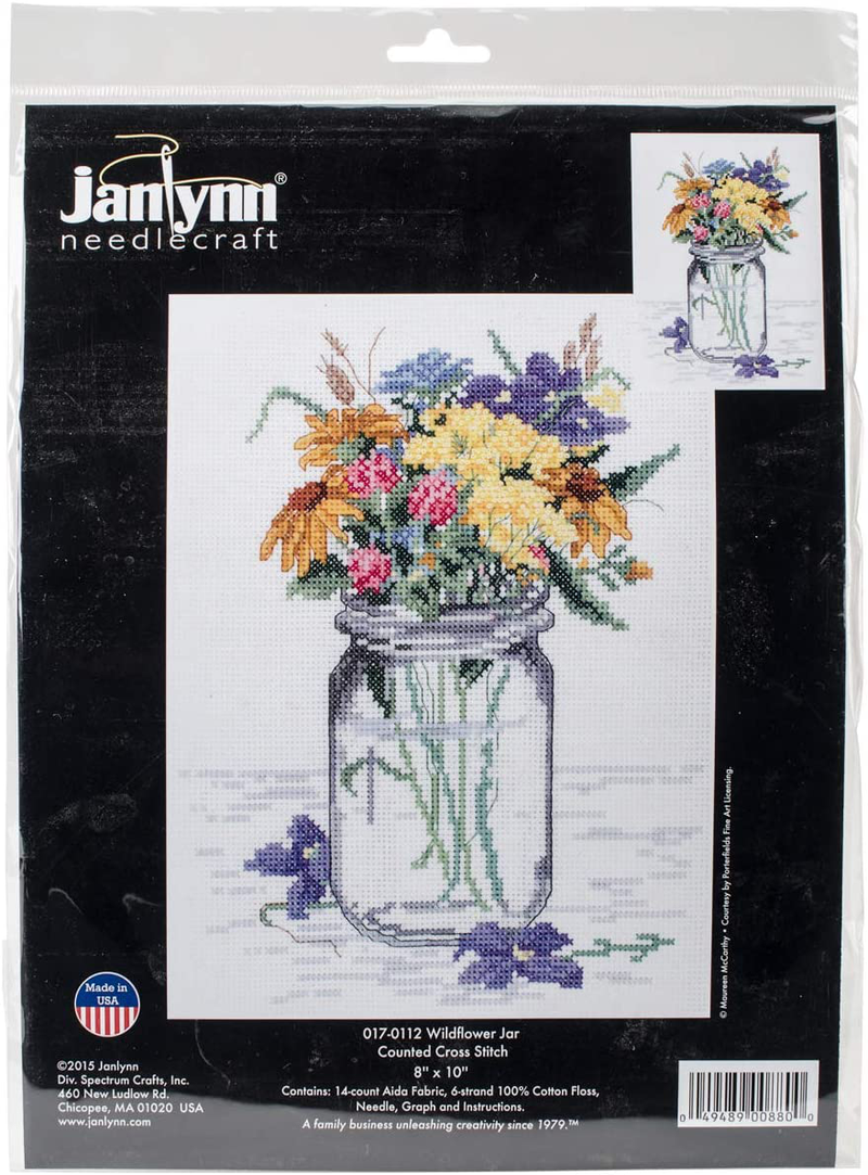 Janlynn Wildflower Jar Counted Cross Stitch Kit Arts & Entertainment > Hobbies & Creative Arts > Arts & Crafts > Art & Crafting Tools > Craft Measuring & Marking Tools > Stitch Markers & Counters Janlynn   