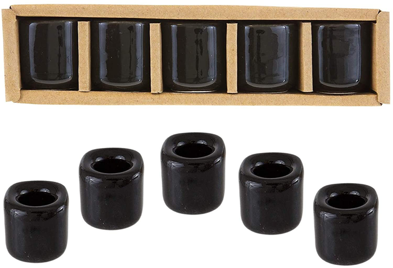 Kheops International 5 pcs Set of Ceramic Chime Ritual Spell Candle Holders, Great for Casting Chimes, Rituals, Spells, Vigil, Witchcraft, Wiccan Supplies & More – Black Home & Garden > Decor > Home Fragrances > Candles Kheops Black  