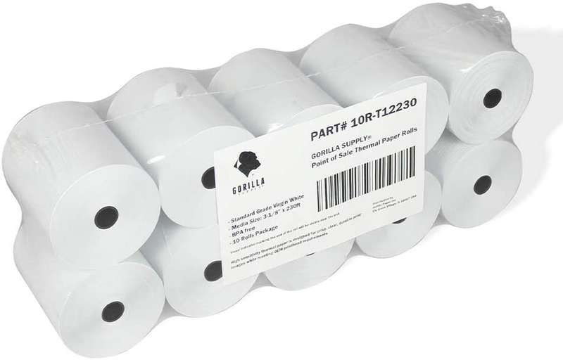 Gorilla Supply Thermal Receipt Paper Rolls 3 1/8 x 230 10 Rolls Electronics > Print, Copy, Scan & Fax > Printer, Copier & Fax Machine Accessories Gorilla Supply 10 rolls 3-1/8 in x 230 ft 