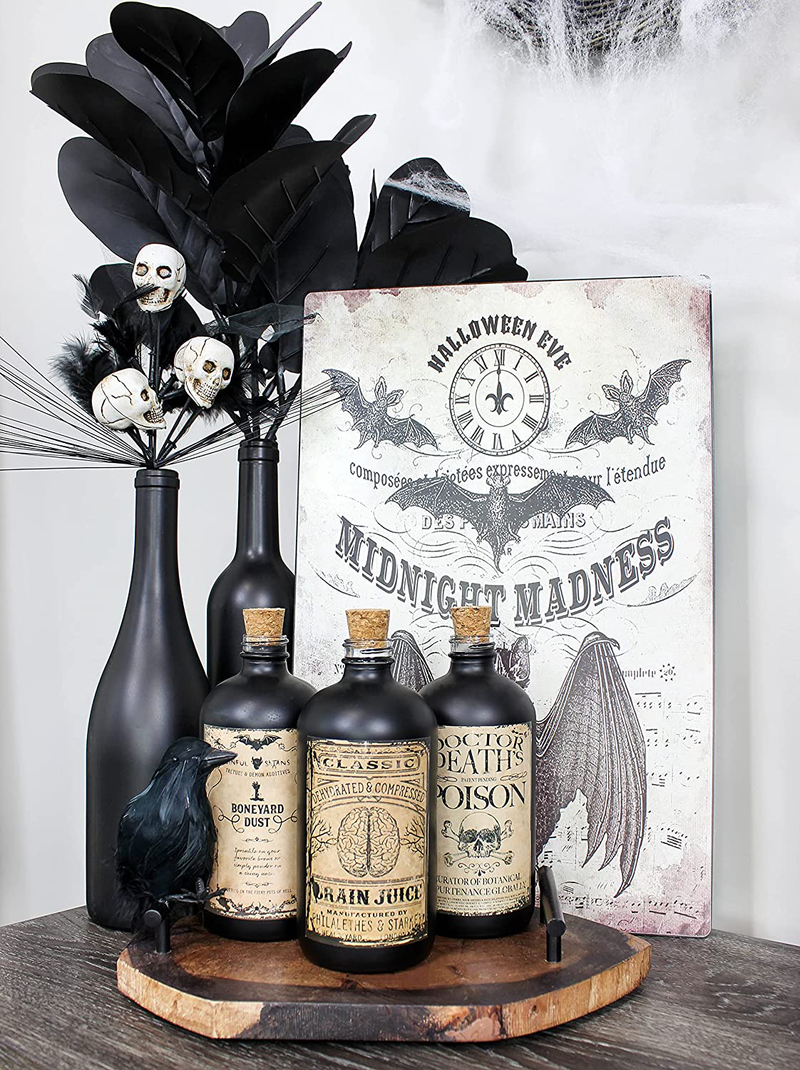 Cornucopia Brands Black 16-Ounce Glass Apothecary Bottles (3-Pack); Boston Round Bottles with Designer Labels Ideal for Aromatherapy, DIY, Herbal Treatments and Halloween, Matte Black Coated Bottles Arts & Entertainment > Party & Celebration > Party Supplies Cornucopia Brands   