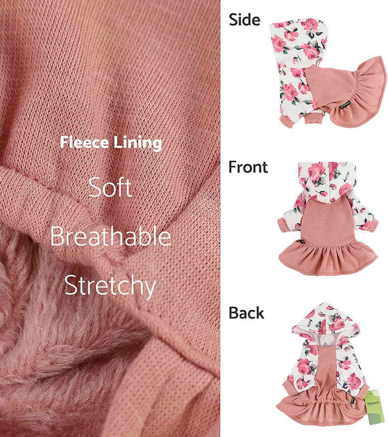 Fitwarm Floral Dog Clothes Dog Hoodie Dresses Breathable Skirt Girl Doggie Dress Puppy Outfits Cat Sweatshirt Apparel Animals & Pet Supplies > Pet Supplies > Dog Supplies > Dog Apparel Fitwarm   